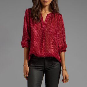 Marc by Marc Jacobs 100% Silk Minetta Print Merlot Blouse 8 medium boho